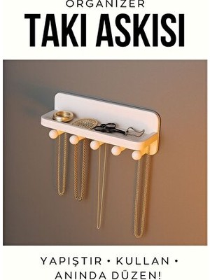 Orvessa Yapıştırmalı Duvar Takı Askısı, Kolay Montajlı Organizer Makyaj & Takı Organizeri