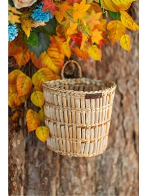 Vaelmont Dekoratif Hasır Kapı Süsü ve Çok Amaçlı Organizer, 21X20 cm Boyutlarında Sepet