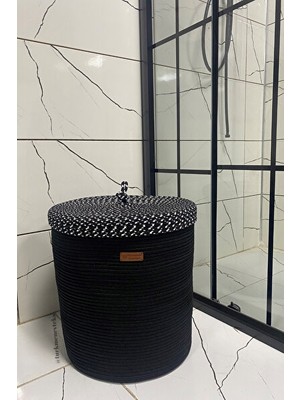 Teknotrust Orvessa Kapaklı Jüt Hasır Çamaşır Sepeti, Çok Amaçlı ve Şık Tasarım 35X40CM