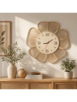 Orvessa Rattan ve Bambu Doğal Tasarımlı Duvar Saati