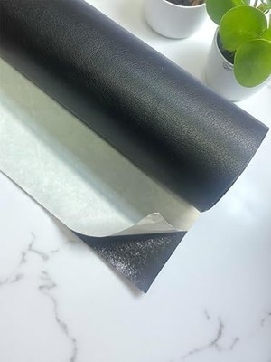 Varan Tekstil Yapışkanlı Siyah Suni Deri Kumaş 100 * 140 cm