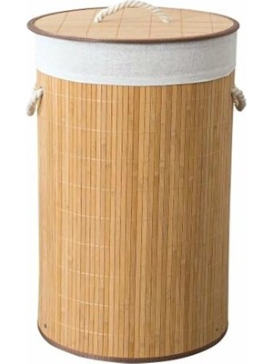 Orvessa Katlanabilir Bambu Çamaşır Sepeti - Doğal ve Şık Tasarım 38X60 cm
