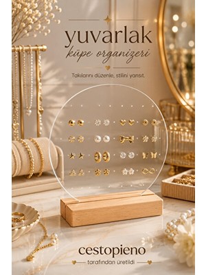 Orvessa Ahşap ve Şeffaf Tasarımlı Küpe ve Takı Organizeri - Şık ve Kullanışlı