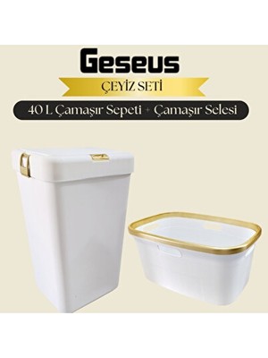 Orvessa Gold Beyaz Çamaşır ve Selesi Seti, Şık ve Kullanışlı Tasarım Çamaşır Sepeti