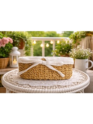 Orvessa Hasır Kumaşlı Oval Sepet, Yüksek Kalite ve Çevre Dostu Tasarım 15X9 cm