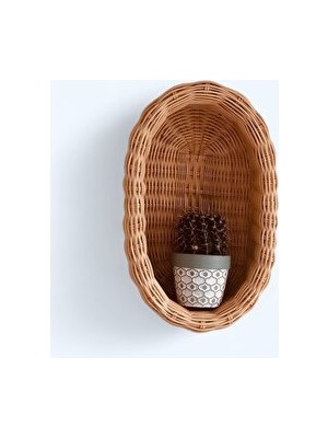 Orvessa Rattan Bambu Hasır Duvar Sepeti, Dekoratif Saklama Çözümü