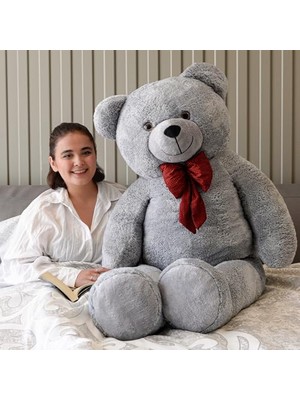 Aesco 160 cm Dev Pelüş,papyonlu Ayı,yumuşak ve Sevimli Büyük Boy Oyuncak Ayı,sarılmalık Ayı,papyonlu,sevgiliye Hediye Ayıcık, (Gri)
