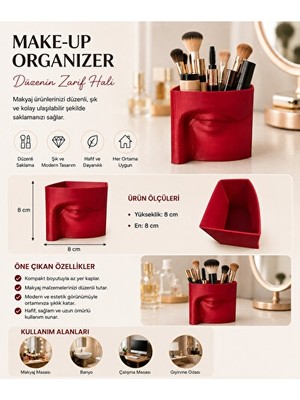 Orvessa Pratik Make-Up Organizer, Çok Fonksiyonlu ve Şık Tasarım Makyaj & Takı Organizeri