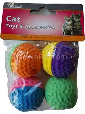 Aesco Eastland Iki Renkli Kedi Oyuncak Sünger Top 4 Lü
