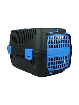 Aesco Kedi Köpek Evcil Hayvan Taşıma Çantası Box Orta Boy Çok Fonksiyonlu (Siyah-Mavi)