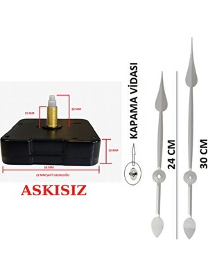Orvessa Sessiz Quartz Mekanizma, 60-80 cm Duvar Saatleri Için Uygun, Askısız Duvar Saati