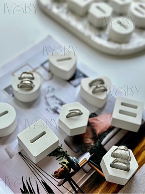 Orvessa El Yapımı Beton Yüzük Standı Seti, Minimalist ve Dekoratif Takı Organizer