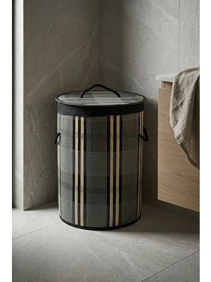 Orvessa 50 cm Nordic Yuvarlak Bambu Sepet, Şık ve Doğal Görünüm Çamaşır Sepeti