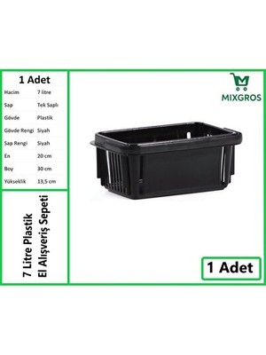 Orvessa Siyah 7 Litre Plastik El Sepeti - Hafif ve Pratik Saklama
