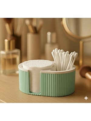 Orvessa Ahşap Görünümlü Pamuk ve Kulak Çubuğu Düzenleyici Makyaj Organizeri