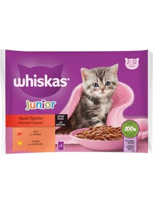 Aesco Whiskas Pouch Sos Içinde Sığırlı ve Tavuklu Yavru Kedi Konservesi 4 Adet 85 gr