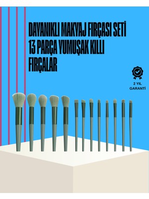 Taşınabilir Ergonomik Yapılı 13 Adet Fiber Kıllı Yüz ve Göz Makyaj Fırçası Seti
