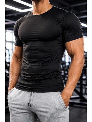 Sapeur Erkek Premium Dar Compression Tişört - Esnek ve Nefes Alan, Spor & Günlük Tişört