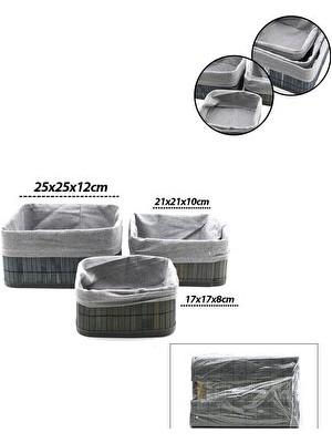 Orvessa Gri Kare Bambu Kar Organizer Sepet, Modern ve Pratik Saklama Alternatifi