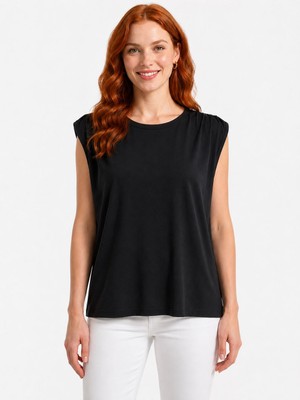 Neden Tekstil Kadın Siyah Kolsuz Relaxed T-Shirt