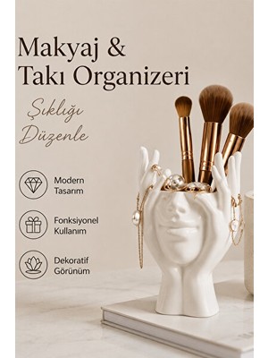 Orvessa Minimal Yüz Tasarımlı Makyaj ve Takı Organizeri Makyaj & Takı Organizeri