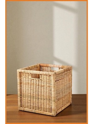 Orvessa Rattan El Dokuması Sepet, Kulplu ve Çok Amaçlı Saklama Çözümü