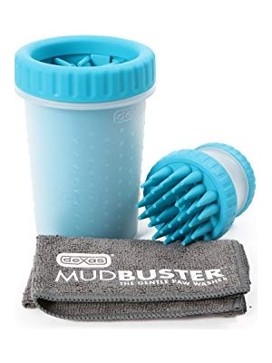 Aesco Mudbuster Taşınabilir Evcil Hayvan Temizleme Kiti, Köpek Pençesi Yıkayıcı, Evcil Hayvan Banyo Fırçası, Mikrofiber Havlu, Orta, Mavi