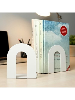 Aesco 2'li Metal Kitap Desteği Kitap Tutucu (Ikili) Dekoratif Aksesuar (Mavi)