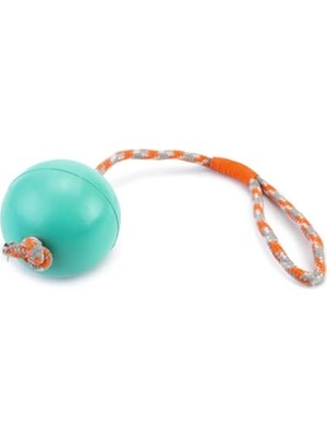 Aesco Köpek Oyuncağı, Ipli Dolu Top, Kauçuk, Turkuaz, 30CM