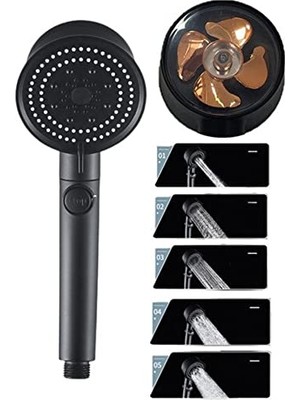 Aesco Siyah Turbo Fan Su Tasarruflu Yüksek Basınçlı Duş Başlığı