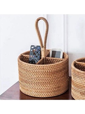 Orvessa Yuvarlak Rattan Bambu Sunum ve Organizer, Dekoratif Kaşıklık Sepet
