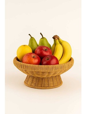 Orvessa Ayaklı Rattan Sepet - Meyve ve Sebze Sunumu Için Şık Tasarım 25X25X12 cm