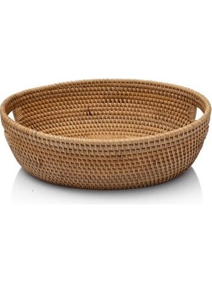 Orvessa El Yapımı Rattan Kulplu Dekoratif Sepet, Şık ve Dayanıklı Tasarım
