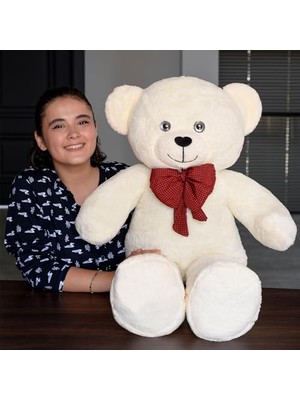 Aesco 100 cm Dev Pelüş,papyonlu Ayı,peluş,yumuşak ve Sevimli Büyük Boy Oyuncak,sarılmalık,papyonlu Ayıcık,sevgiliye Hediye Ayıcık,dev Ayı,büyük Boy (Krem)