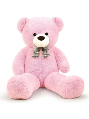 Aesco 90 cm Rengarenk Papyonlu Peluş Ayıcık -% 100 Yerli Pembe