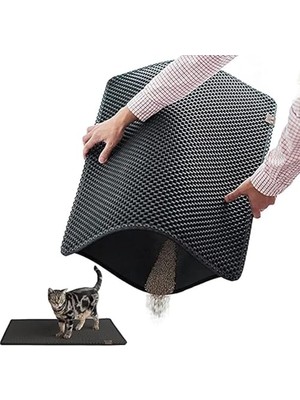 Aesco Busstier Elekli Kedi Tuvalet Önü Paspası, Kedi Kumu Paspası, Evcil Hayvan Hijyenine Özel Tasarım, Kolay Temizlenebilir ve Toz Tutucu