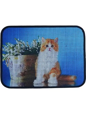 Aesco Elekli Desenli Kedi Tuvalet Önü Paspası 60 x 45 cm Saksı