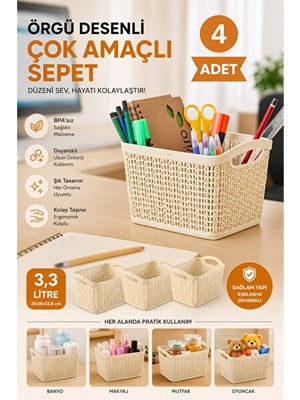 Orvessa Örgü Desenli Çok Amaçlı Sepet, Bpa’sız ve Dayanıklı Tasarım