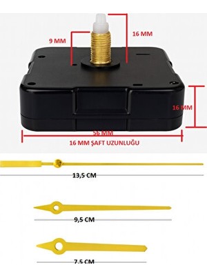 Orvessa Askısız Duvar Saati Mekanizması - 16 mm Şaft ve Kolay Montaj