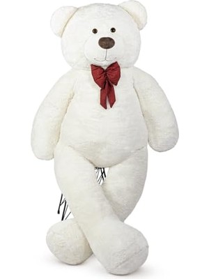 Aesco Beyaz Papyonlu Dev Pelüş Ayıcık,yumuşak ve Sevimli Büyük Boy Oyuncak Ayı,sarılmalık,sevgiliye Hediyebüyük Boy Ayı (160CMBEYAZ)
