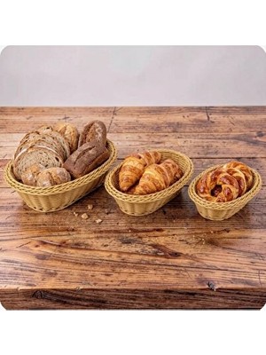 Orvessa Rattan Oval Üçlü Sepet Seti, 31X22-28X18-24X16 cm