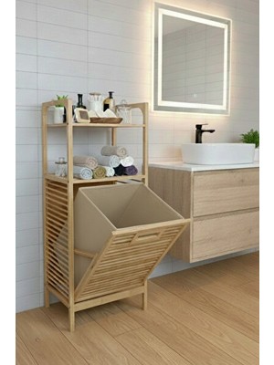 Vaelmont Bambu Kirli Çamaşır Sepeti, Ahşap Görünümlü ve Banyo Düzenleyici