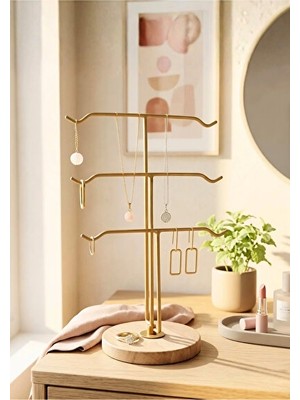 Orvessa Etkileyici Eskitme Gold Takı Standı - Modern ve Çok Amaçlı Tasarım Makyaj & Takı Organizeri