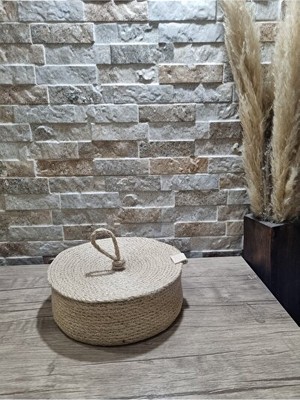 Orvessa Jüt Kapaklı Dekoratif Organizer ile Eşyalarınızı Koruyun Sepet 21X7 cm