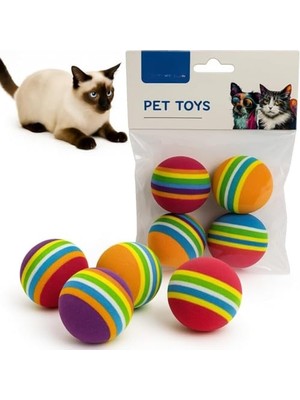 Aesco Kedi Oyuncak Topu – 4’lü Sünger Top Seti – Renkli ve Hafif Köpük Toplar – Dayanıklı, Güvenli ve Eğlenceli Kedi Oyun Topları – Evcil Hayvan Etkinlik Oyuncağı