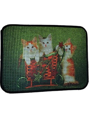 Aesco Elekli Desenli Kedi Tuvalet Önü Paspası 60 x 45 cm Yavru Kediler