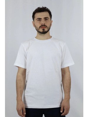 %100 Pamuk Regular Fit Bisiklet Yaka Erkek Tişört | Ventov Beyaz - S