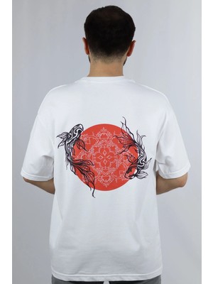 Koi Harmony %100 Pamuk Oversize Bisiklet Yaka Tasarım Tişört | Ventov Bordo - Xl