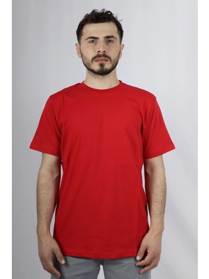 %100 Pamuk Regular Fit Bisiklet Yaka Erkek Tişört | Ventov Kırmızı - Xxxl