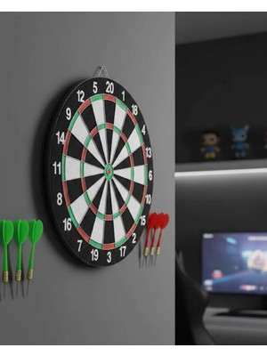 Elivora Kaliteli Ahşap Dart Tahtası 12 Inç 4 Dart Ok Seti